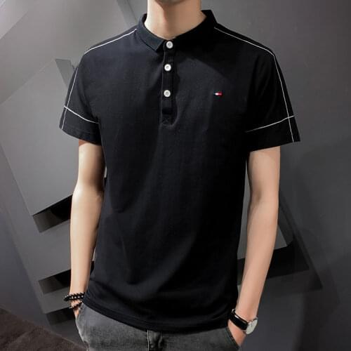[pure Cotton] Summer Mens Short Sleeve T-shirt Polo Shirt Youth Leisure Base Shirt Mens Top