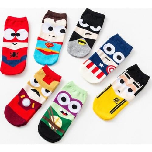 Men Socks Spider Super Bat Iron Captain Man Cosplay 3D Cartoon Superheroes Crew Art Happy Socks A2145AD