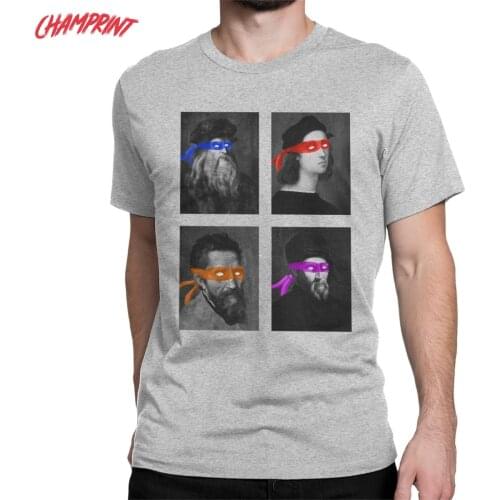 Teenage Mutant Ninja Artists T Shirts for Men Cotton Fashion for Male T-Shirts Science Turtles Tees Short Sleeve Clothes Adult