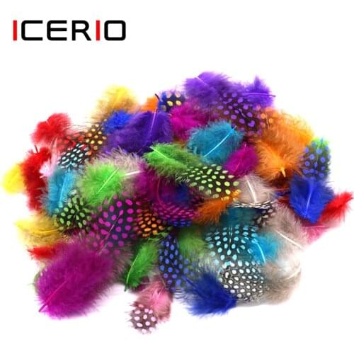 ICERIO 50PCS Mixed Colors Guinea Pearl Hen Feathers Spey Flies Tailing Cheeks Streamers Wet Dry Fly Tying Material