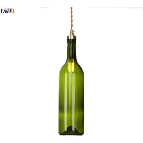 IWHD Copper Nordic Pendant Lamp LED G4 Green Glass Hanglamp Vintage Hanging Lamp Living Room Lights Fixtures For Home Lighting