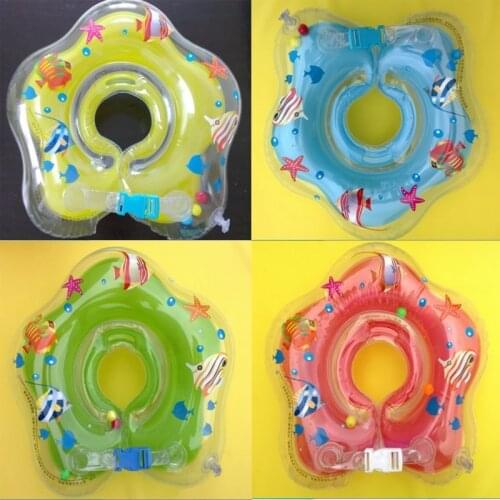 J.G Chen! 1pcs Green Blue Yellow Pink Cartoon Adjustable New Baby Aid Tube Infant Baby Swimming Neck Ring Float Circle Safety