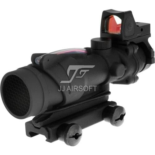 JJ AIRSOFT ACOG 4x32 TA31 Red Fiber Illuminated Red Crosshair Rifle Scope & RMR Red Dot Combo Buy one get one FREE Killflash