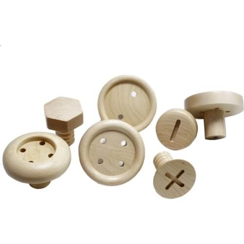 Creative Modeling of Button Hook Wall Hanging Decorative Wooden Clothes and Caps Hook Home Hanging Clothes Hook Solid Wood Screw