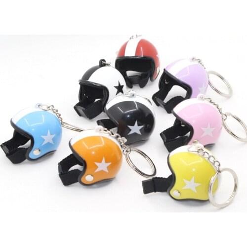 Creative Motorcycle Helmet Key Chain Hanging Key Chain Ring Keychain Keyring Gift Toy for Men or Women 3D Miniature Plastic