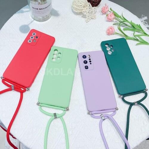 Crossbody Lanyard Silicone Case For Samsung A22 A32 A52 S21 S20 camera lens protector Strap Hang Cover for samsung a22 a52 a72