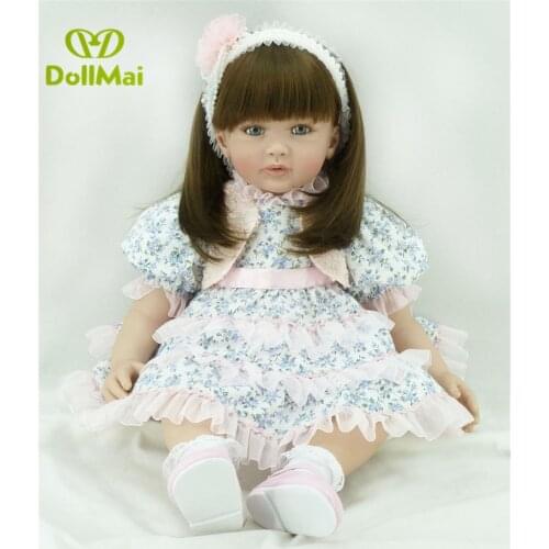 60cm Soft Silicone Reborn Dolls Cute Baby Realistic Doll Reborn 24 Inch soft Vinyl Boneca BeBe Reborn Bonecas Juguetes for Girls