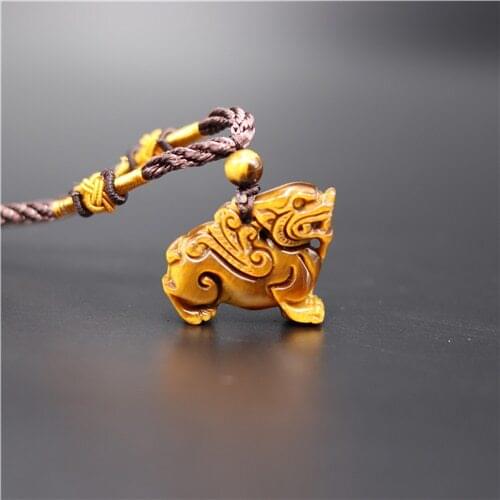 Natural Jade Stone Pixiu Pendant Tiger Eye Tiger Necklace Fashion Charm Jewelry Carved Amulet Gifts for Women Men