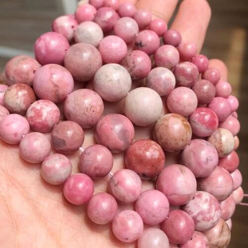 7.5/15inch Natural Red Rhodonite Minerals Stone Beads Round Loose Gem Spacer Beads for Charms Bracelet Jewelry DIY Making