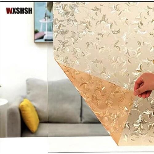 3D Gold Rich Of Evergreen Grass Opaque Emboss Frosted Static Film Drop-Shipping Privacy Home Office Decorative Glass Stickers
