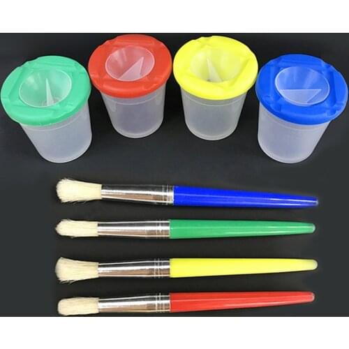 2021 New Children Painting Brushes Cleaning Cup Set Color-Matched Paint Brushes Kit Kids Drawing Tools