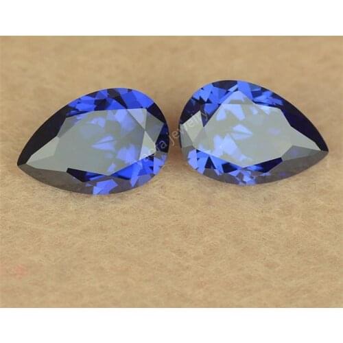 Wholesale 2*3~13*18mm Light Blue Color Tanzanit-e Synthetic Cubic Zircon Stone Pear Shape Cut Loose CZ Gems For Ring Surface