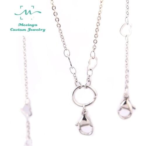 Mesinya 2016 style 20''(50cm) 316L stainless steel Pendant Necklace Heart Station Custom shiny flat oval Chain Locket Necklace