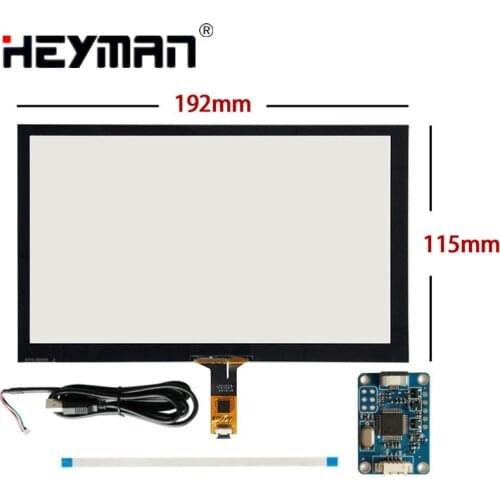 8 inch192mm*116mm Capacitive Touch Digitizer Raspberry Pi tablet PC GPS navigation Touch screen panel Glass+USB Driver board