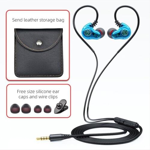 3.5mm Wired Headphones Super Bass HiFi Earphone Double Dynamic 9D Stereo Headset with Mic Noise Reduction Earbuds Sport Running