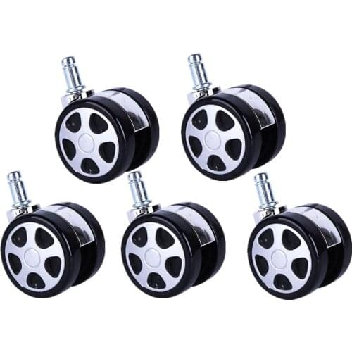 5 Pcs/Lot Office 2.5 Inch Furniture Casters 60mm Large Electroplated Rimmed Car Wheels Mute Universal Nylon