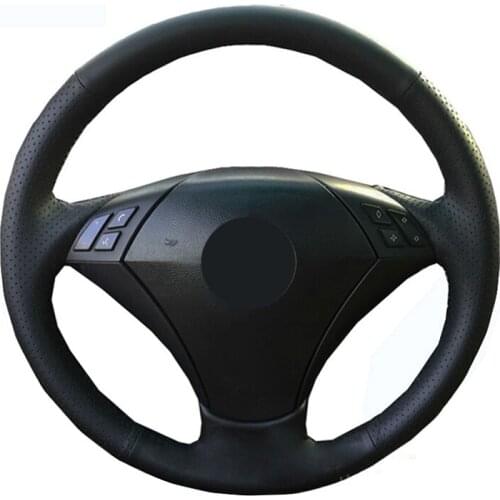 Hand Sewing Car Steering Wheel Cover Wrap Leather Suede For BMW 5 Series E60 (Sedan) 2003-2008 2009 / E61 (Touring) 2004-2009
