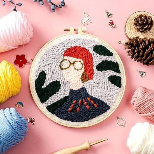 Cool Girl Punch Needle Kits, DIY Embroidery Beginners Kit, Punch Needle Kit with Yarn, Punch Needle Starter Kit, Rug Hook