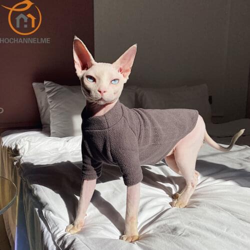 Hairless Cat Clothes Sphinx Cat Devon Cat Autumn Winter Thickened Warm Comfortable Fleece Pet Dog Cat Clothing