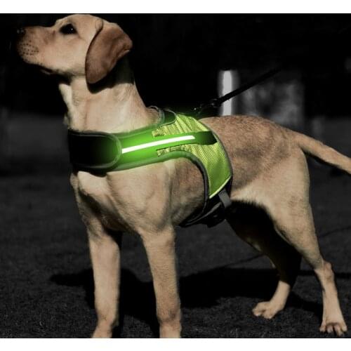 Pet Dog Luminous LED Harness Collar K9 Reflective Safety Harness Vest For Medium Large Dogs Leash Pet Led Flash Supplies