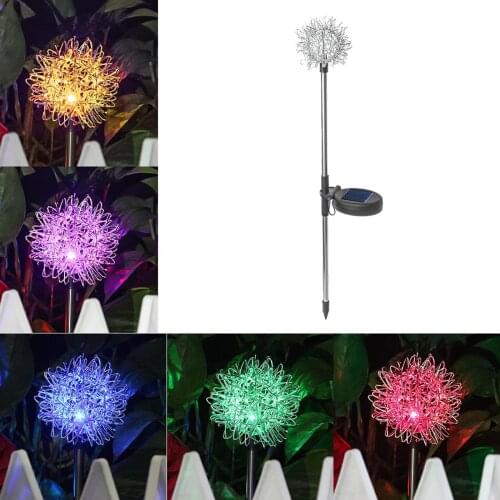 Solar Garden Decorative Lights 7 Color Flowers Steel for Patio Yard Festival