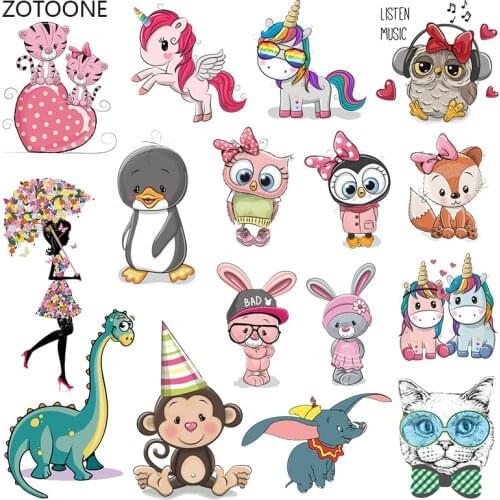 ZOTOONE Cute Animal Stripes Iron on Transfer Patches on Clothing Diy Patch Heat Transfer for Clothes for Girl T-shirts Sticker M