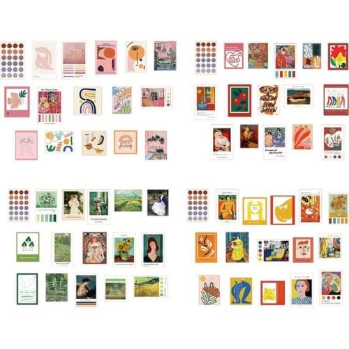 Vintage Abstract Art Painting Poster Paper Nordic Ins Background Wall Diy Decorative Shoot Props 30 Sheets Send Sticker