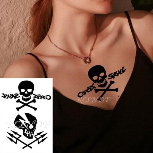 Waterproof Temporary Tattoo Sticker Creative Skull Pirate Trident Fake Tattoo Flash Tatoo Hand Arm Foot Body Art for Men Women