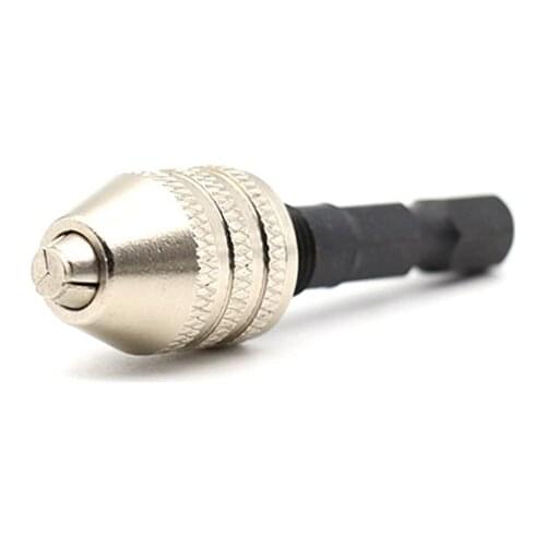 0.3-3.2mm High Precision Keyless Drill Chuck 1/4 Hexagon Shank, Three-jaw Drill Chuck Adapter for Impact Driver Quick Connect