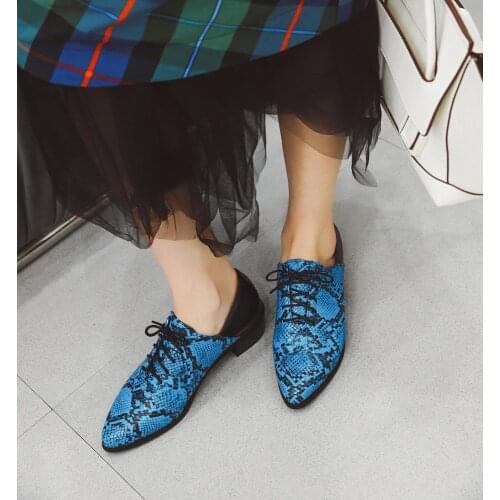 High heels female shoes woman big size 34-43 high quality spring autumn fashion lac-up pointed toe med heels oxfords 3 colors