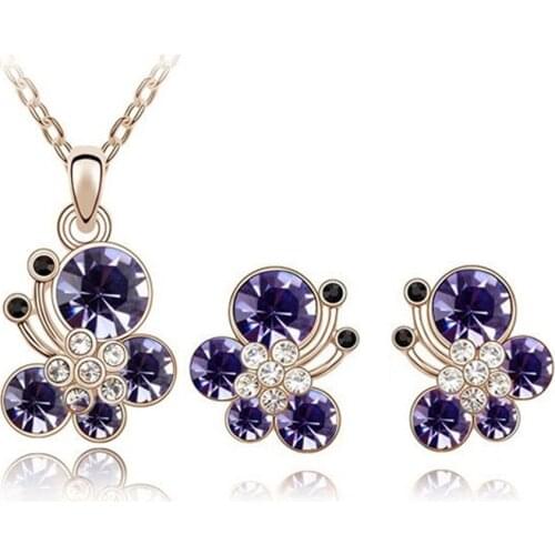 Austria crystal butterfly ladies jewelry fashion jewellery sets