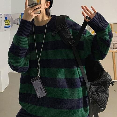 Women Winter Pullovers Sweater Casual Striped Jumper Oversize Couple Harajuku Shirt Warm Pullover Sueter De Mujer Fall Clothing