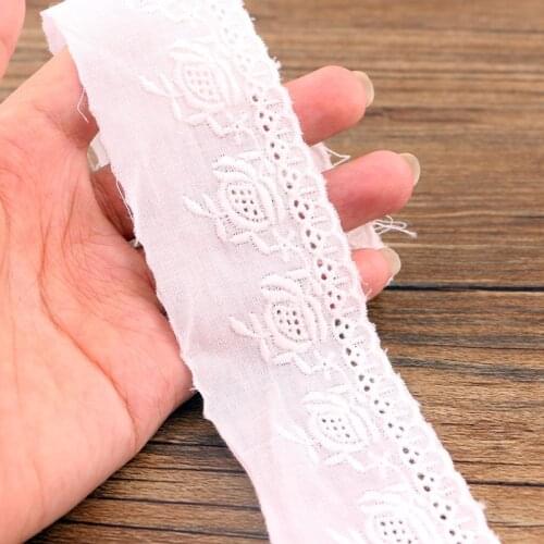 1 yards 4 cm white cotton lace fabric DIY fabric lace flower gift ribbon decoration material cotton lace