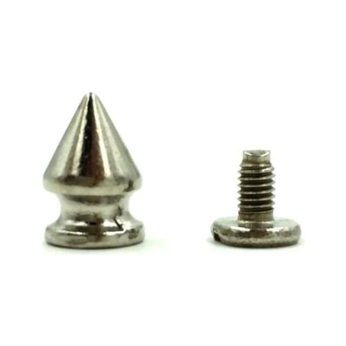 50Sets Silver Tone Punk Cone Garment Rivets Spike Studs Spots Belt Clothes Making 11x7mm