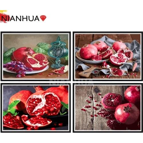 5D Diamond Painting Fruit Pomegranate Landscape Square Circle Photo DIY Embroidery Cross Stitch Mosaic Set Mural Gift Home