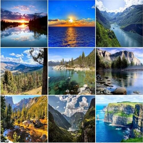 5D DIY Diamond Painting Scenery Craft Kit Diamond Embroidery Landscape Full Square Diamond Mosaic Adults Wall Art Decoration Set