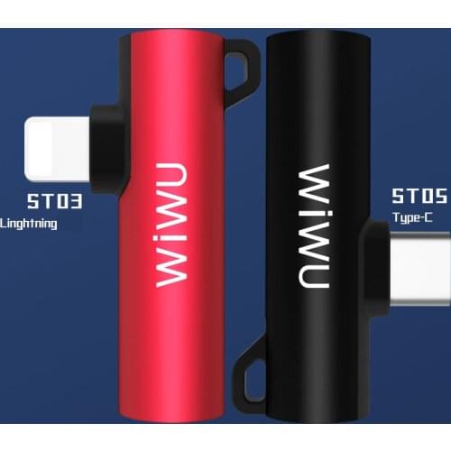 WIWU Audio Adapter for Lightning Port Fast Charging Converter USB Type-C Audio Adapter 3.5mm Jack Earphone Adapter AUX Splitter