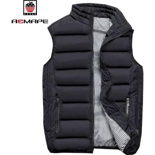 AEMAPE brand Sleeveless Waistcoat Mens Jacket Korean Sleeveless Cotton-Padded Mens Winter Vest Jacket Zipper Vest