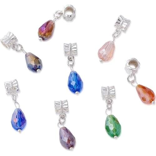 100pcsc European Dangle Beads Drop Pendants Charms for DIY Jewelry Finding Making Necklaces Bracelets Mixed Color 8x29mm