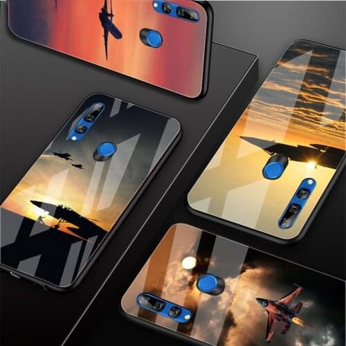 Airplane Sunrise aircraft plane Tempered Glass Phone Case For Huawei honor 8X 9 10i 20i 20Lite 20Pro 30 Pro Cover Shell