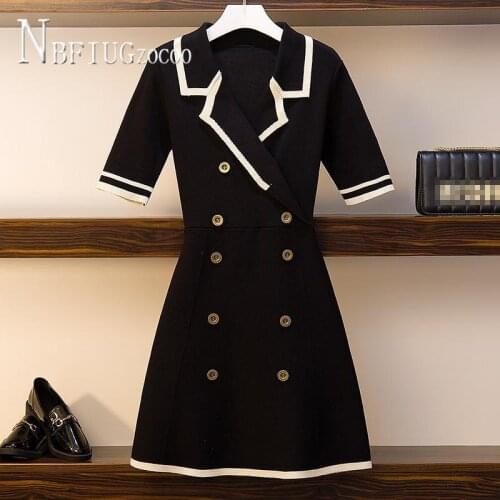 Black Apricot Burgundy Button Decor Women Dress Short Sleeve Lapel Female Dresses