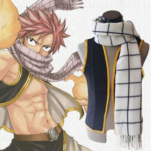 Anime Fairy Tail Scarf Etherious Natsu Dragneel Cosplay l Long Scarf For Women Mens Winter Black White Warm Scarves Halloween
