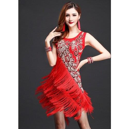 Stage Performance Sequins Fringe Tassel Latin Dance Dress for Women Competition Ballroom Salsa Samba Tango Dance Costume