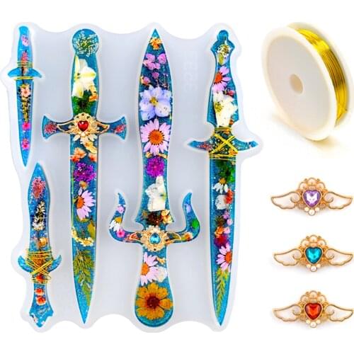 DM142 2 Style Dagger Knife Reisn Mold Self-Defense Crafts Making Tools Moule Resine Epoxy Moldes Para Epoxi Resin Art Supplies