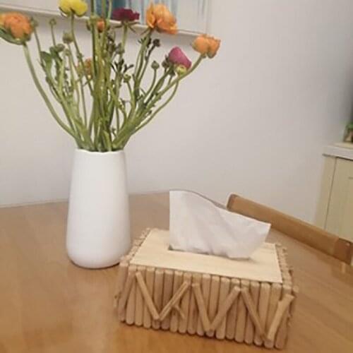 Home Furnishing Decoration Handwork Wood Modern Toilet Paper Box Living Room Paper Extraction Boxes Kitchen Napkin Holder