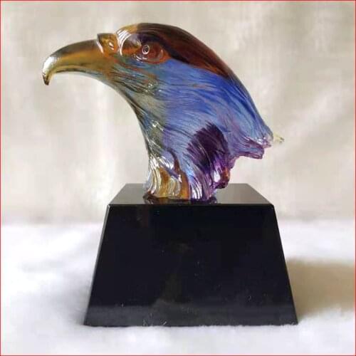 Spectacular Colored Glaze Eagle Collectible Figurine Statue Murano Glass Blown Artwork Animal Paperweight Gift Home Decor