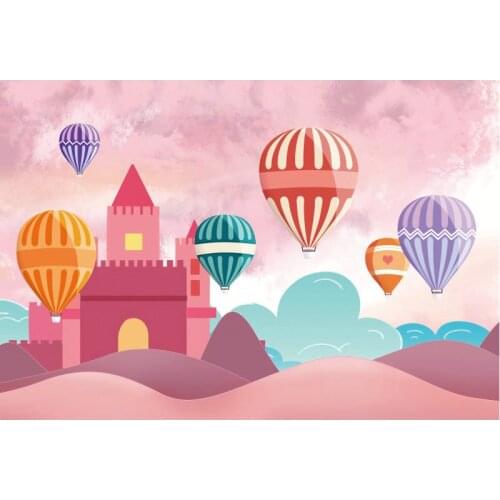 Birthday Backdrop Cartoon Hot Air Balloon Photography Background Celebration Photo Booth Studio Decor