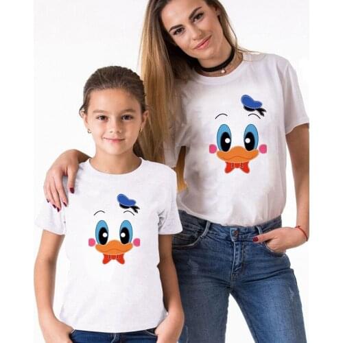 Cute Cartoon Printed Donald Duck T Shirts Summer Short Sleeve Casual White O-neck Tshirt Harajuku Streetwear Female Tee Shirts