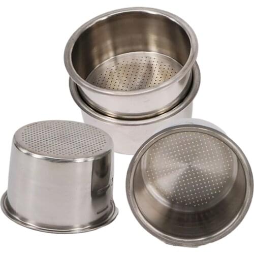 4PCS High Pressure Breville Delonghi Krups Coffee Machine Filter Basket Pod Double Cup Stainless Steel Single Layer 51mm 2/4Cup