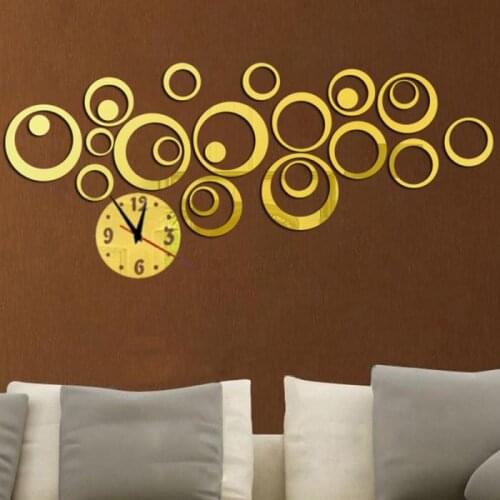 Creative Wall Clock 3D Stereo Acrylic Mirror Fashion Mirror Wall Sticker Clock DIY Circle Combination Decorative Clock